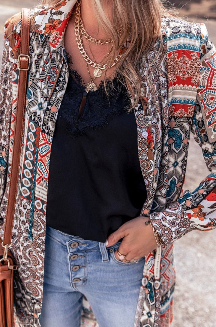 Raina Boho Mix Print Long Kimono - Rebel Nomad