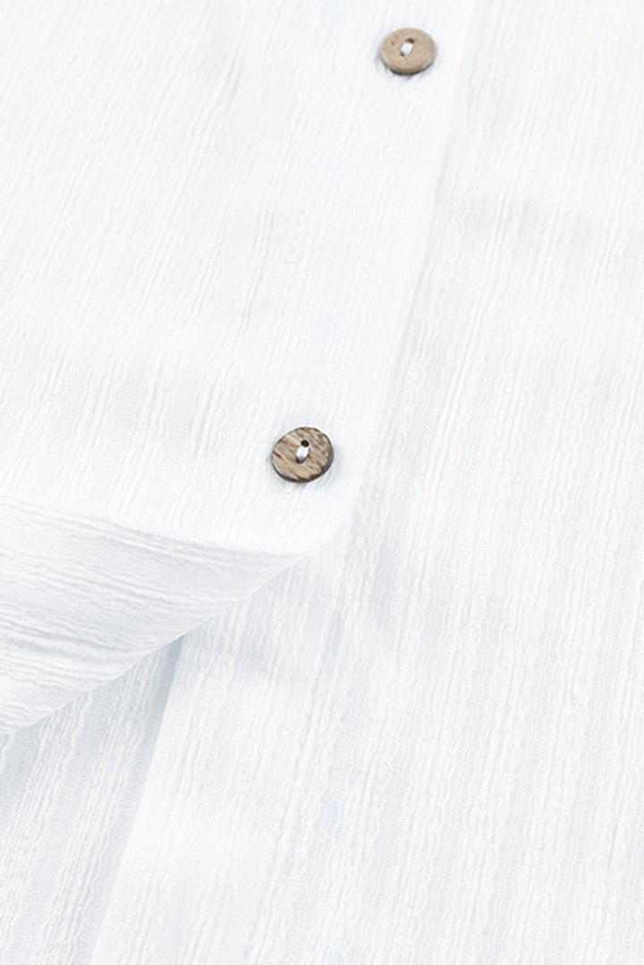 Ravana Striped Crinkle Button Front Cover-Up Shirt Dress - Rebel Nomad