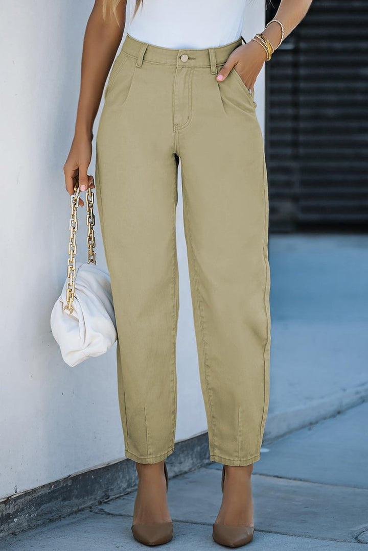 Raya Solid High Waist Casual Pants - Rebel Nomad