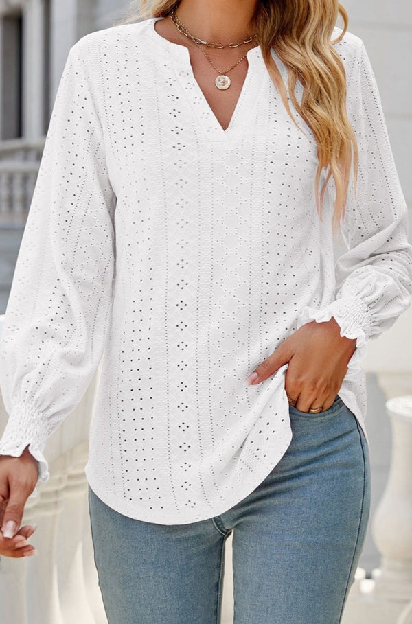 Renay Split Neck Textured Loose Blouse - Rebel Nomad