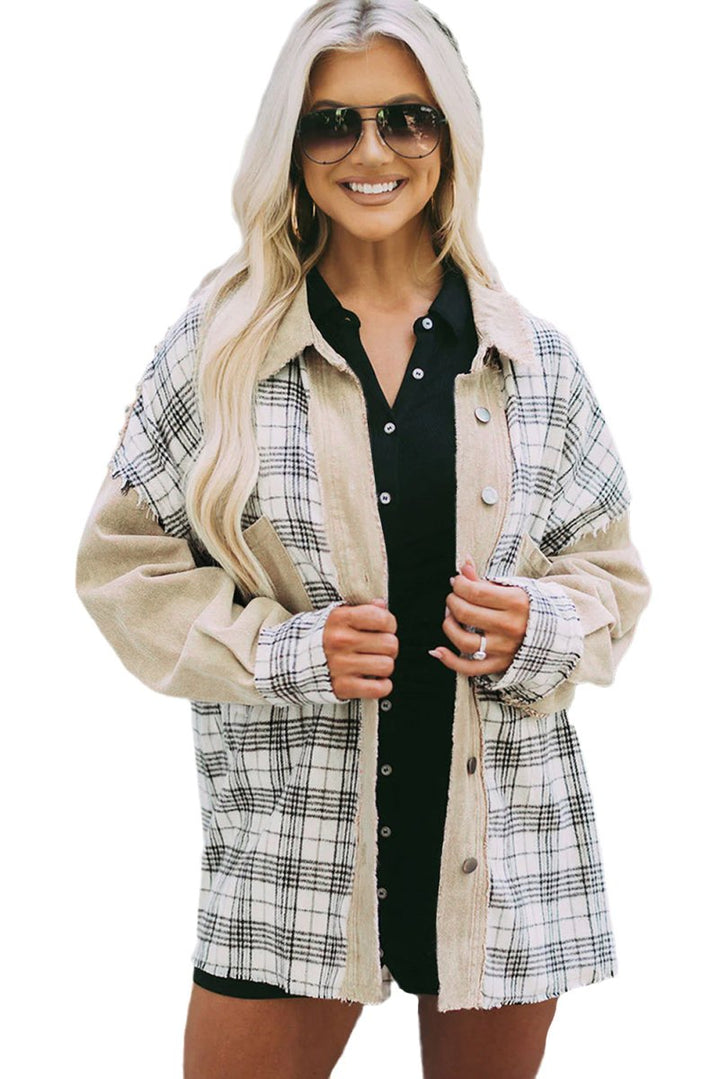 Revel Distressed Raw Edge Plaid Patchwork Denim Jacket - Rebel Nomad