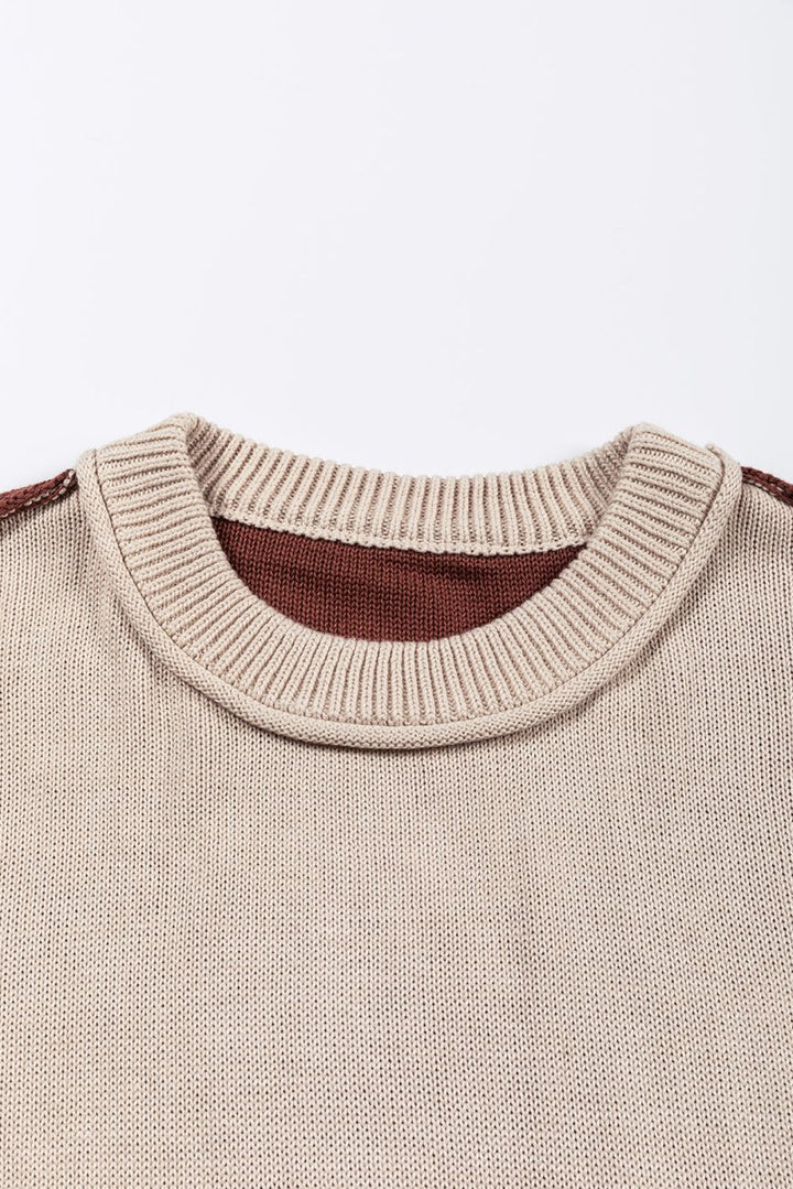 Rosella Colorblock Bishop Sleeve Ribbed Trim Sweater - Rebel Nomad