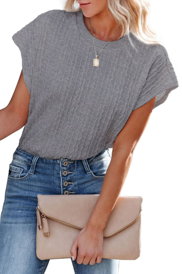 Roxanne Textured Knit Short Sleeve Top - Rebel Nomad