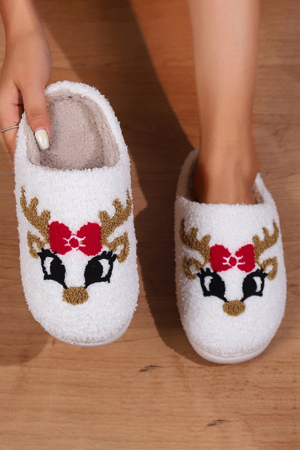 Rudolfa Christmas Cartoon Pattern Plush Slippers - Rebel Nomad