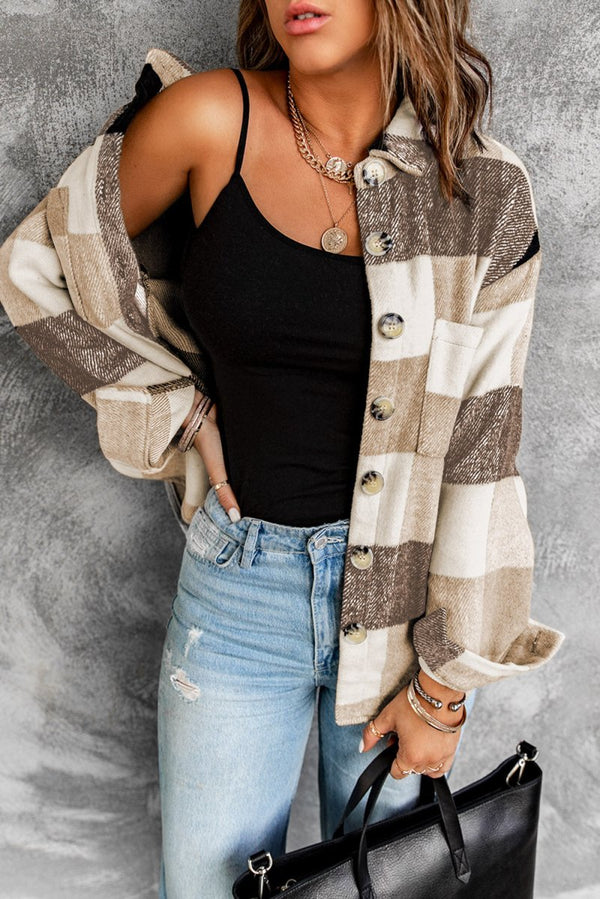 Saiph Plaid Color Block Buttoned Long Sleeve Jacket - Rebel Nomad