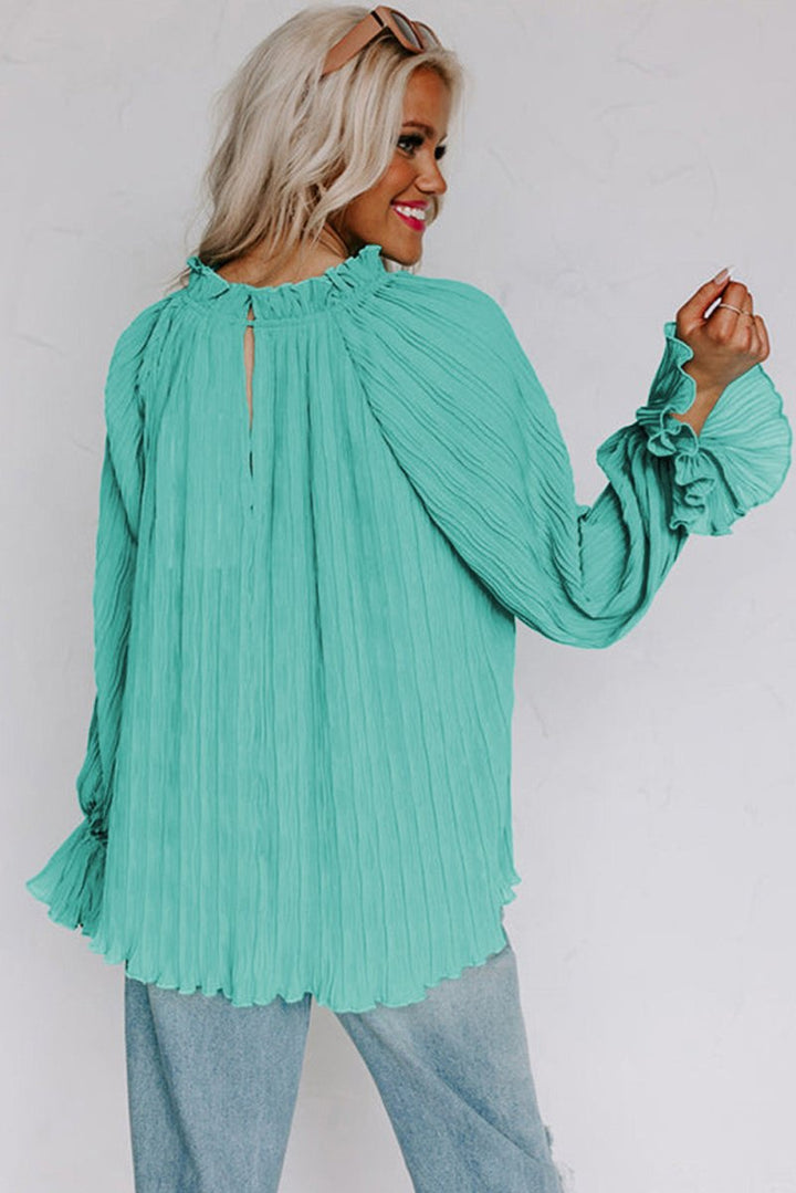 Samara Striking Pleated Flared Cuff Long Sleeve Blouse - Rebel Nomad