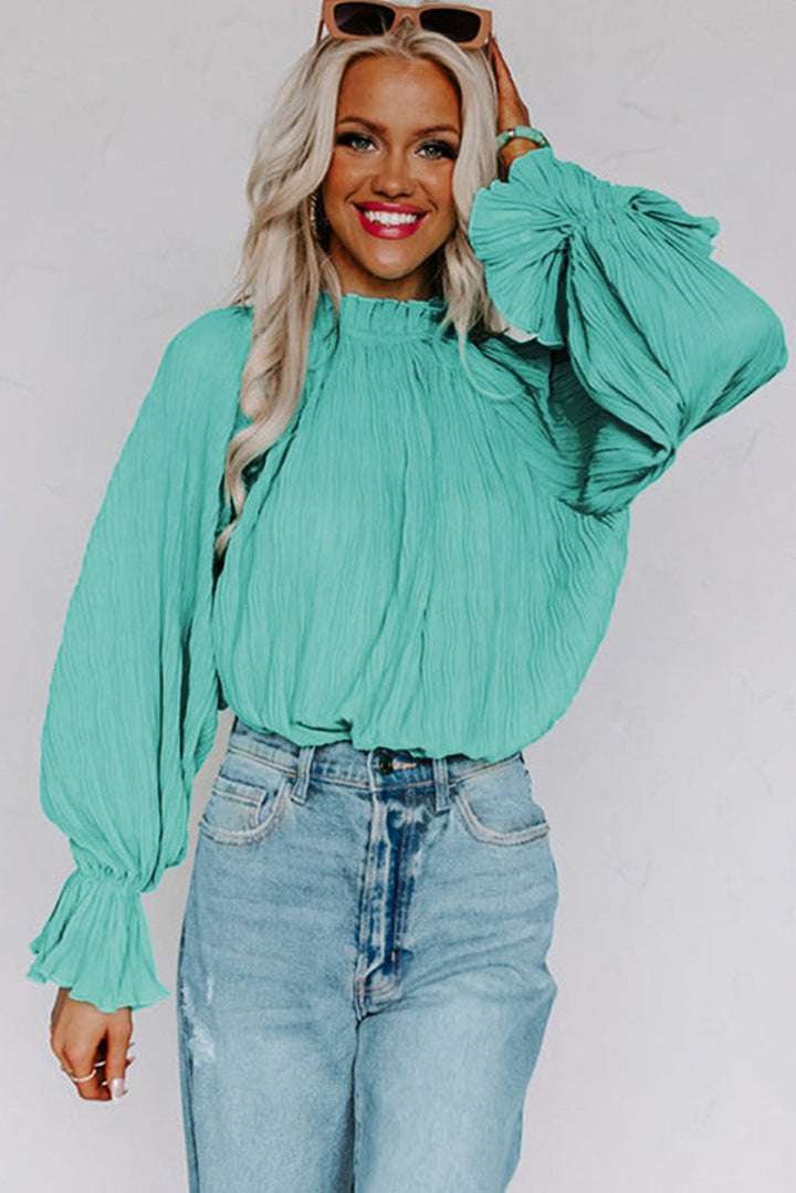 Samara Striking Pleated Flared Cuff Long Sleeve Blouse - Rebel Nomad