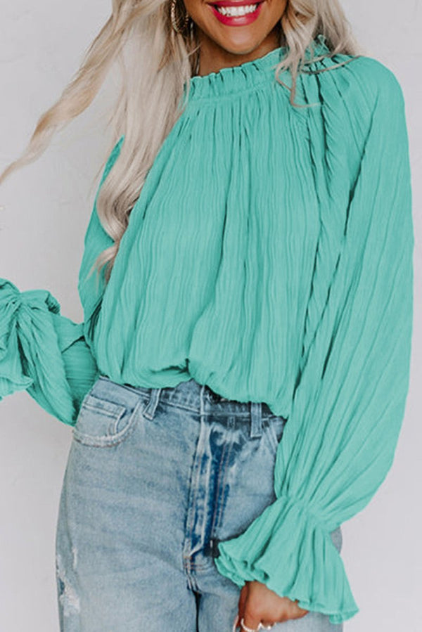 Samara Striking Pleated Flared Cuff Long Sleeve Blouse - Rebel Nomad