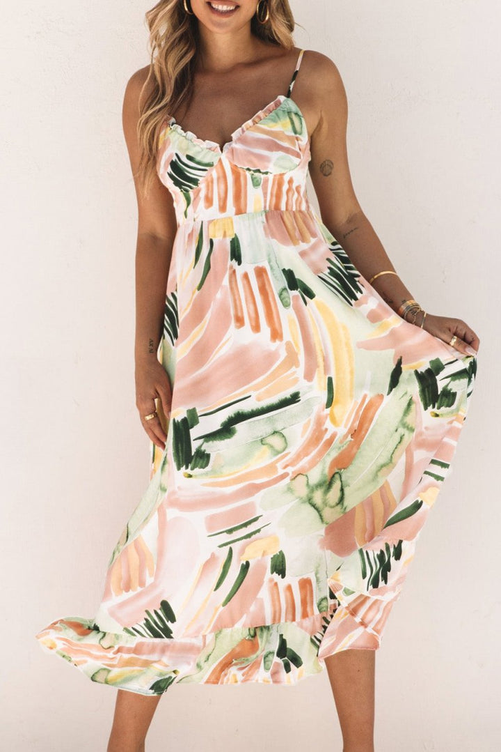 Savant Spaghetti Straps Graffti Print Long Dress - Rebel Nomad