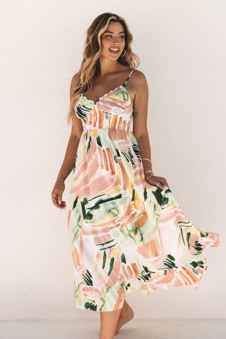 Savant Spaghetti Straps Graffti Print Long Dress - Rebel Nomad