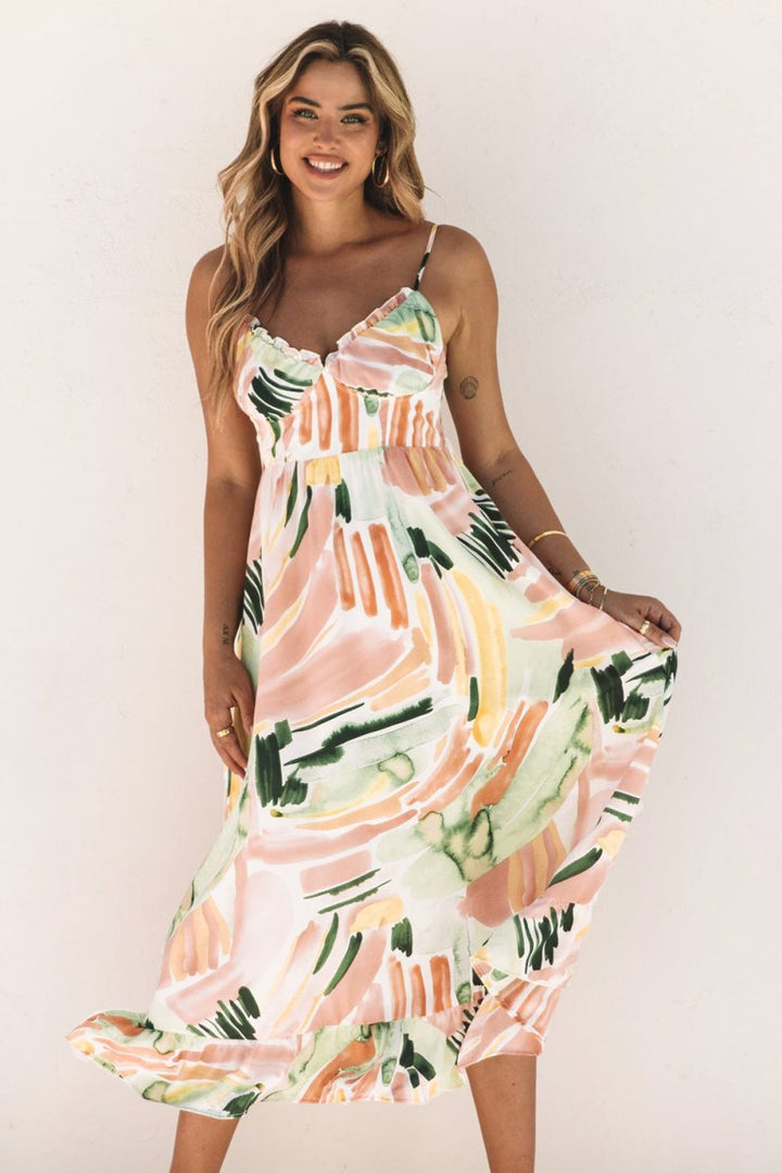 Savant Spaghetti Straps Graffti Print Long Dress - Rebel Nomad