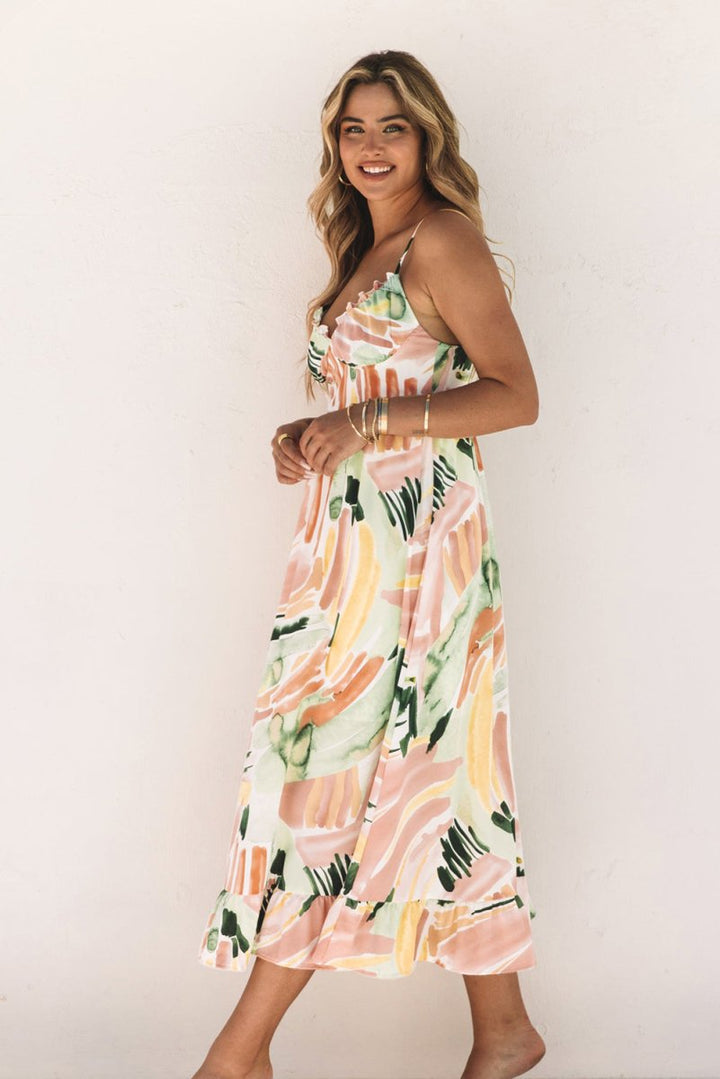 Savant Spaghetti Straps Graffti Print Long Dress - Rebel Nomad