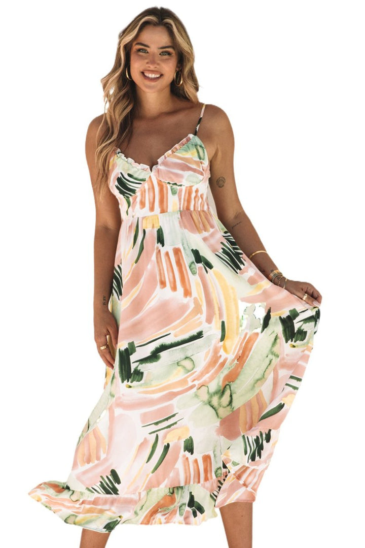 Savant Spaghetti Straps Graffti Print Long Dress - Rebel Nomad