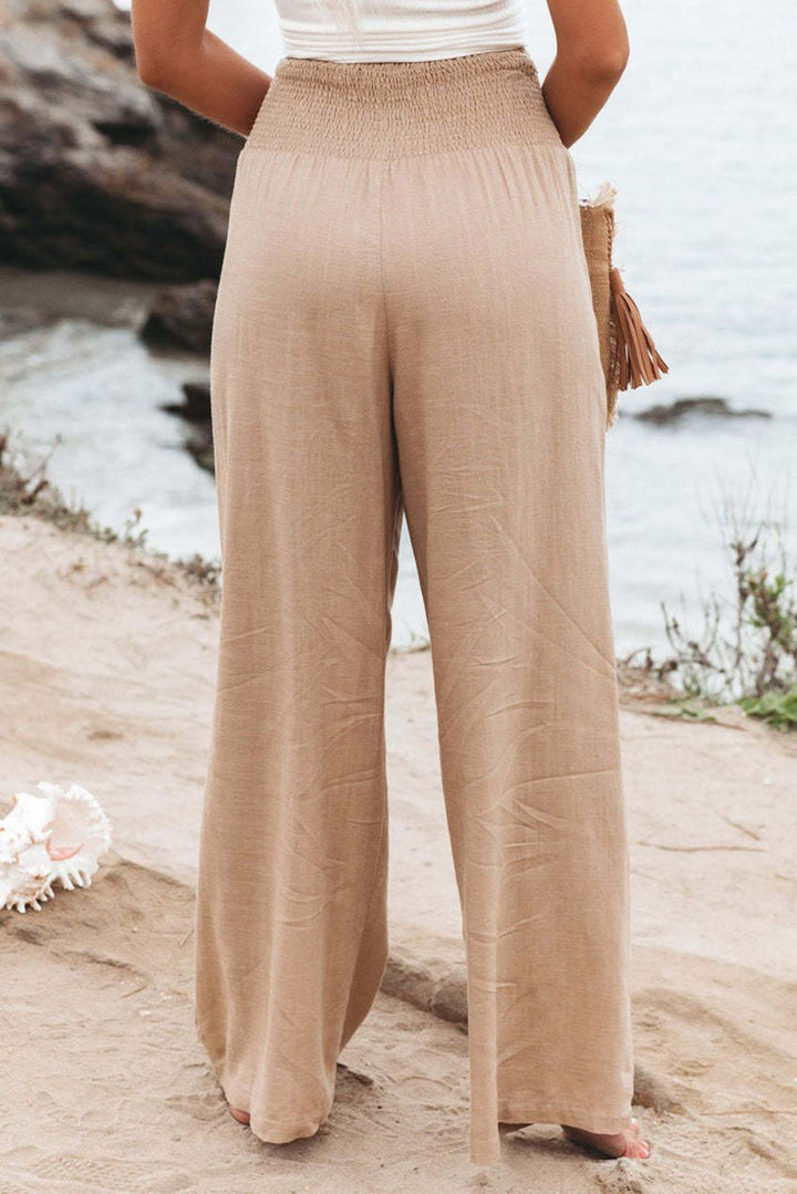 Selene Smocked Wide Waistband High Waist Wide Leg Pants - Rebel Nomad