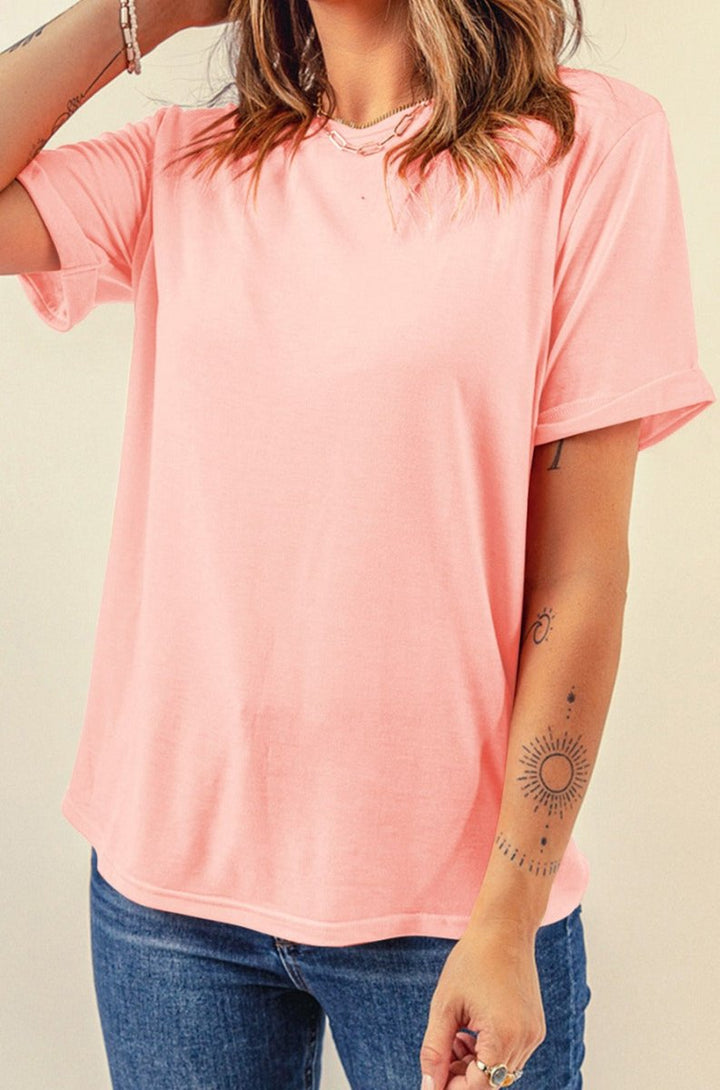 Selina Casual Plain Crew Neck Tee - Rebel Nomad