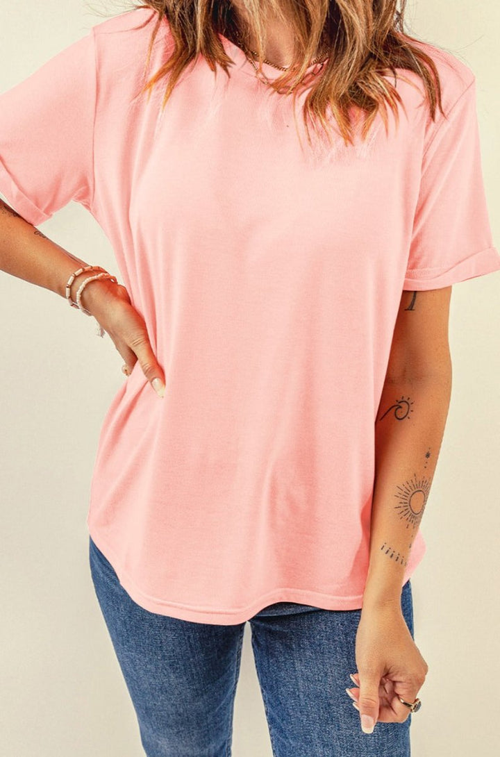 Selina Casual Plain Crew Neck Tee - Rebel Nomad