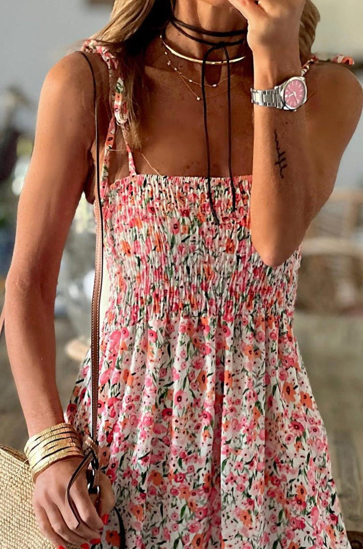 Serafina Boho Floral Smocked Ruffled Maxi Dress - Rebel Nomad