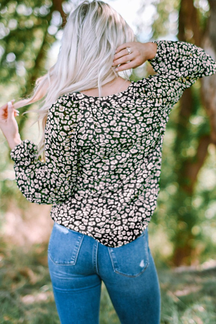 Seraphima Floral Print V Neck Long Puff Sleeve Top - Rebel Nomad