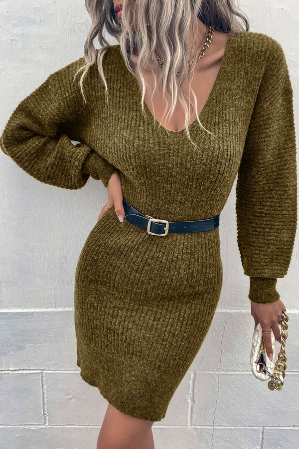 Shana V Neck Bodycon Sweater Dress - Rebel Nomad