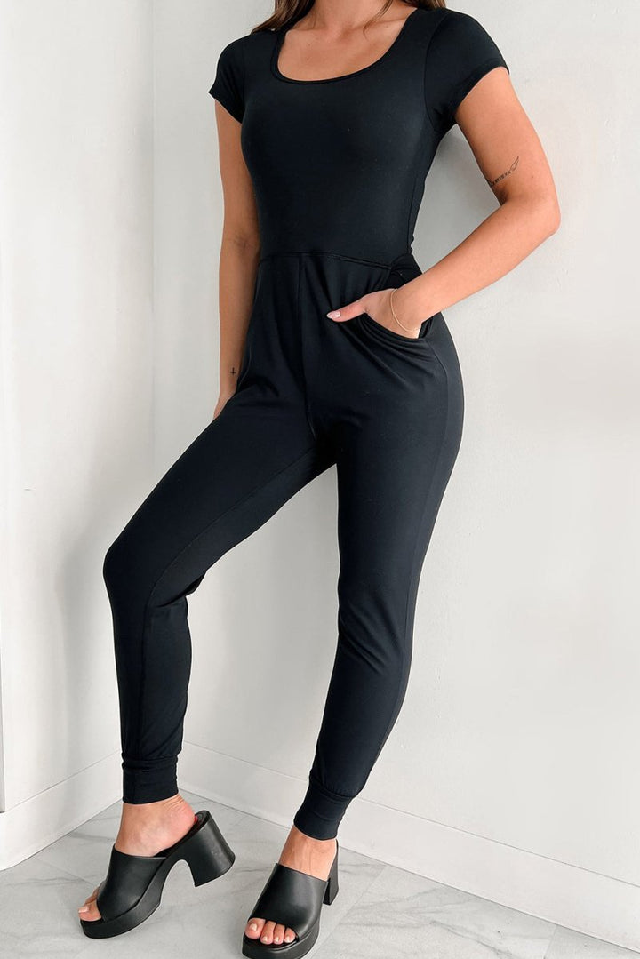 Shanae Short Sleeve Pocket Jogger Bottom Athleisure Jumpsuit - Rebel Nomad