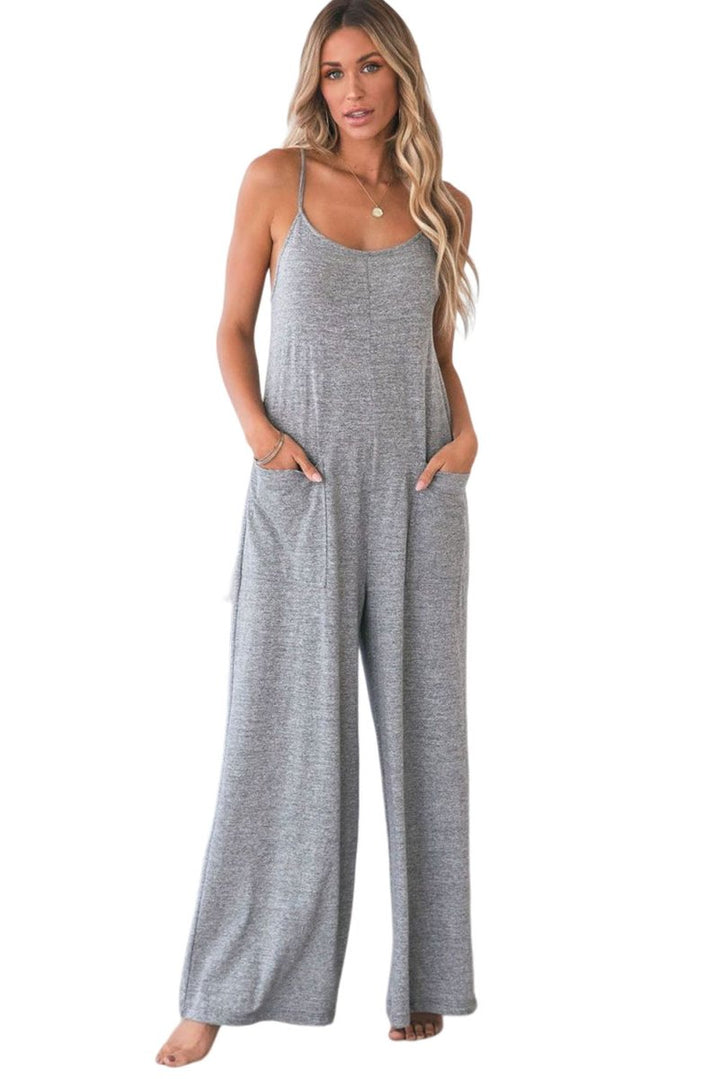 Sheena Patch Pockets Spaghetti Strap Wide Leg Jumpsuit - Rebel Nomad