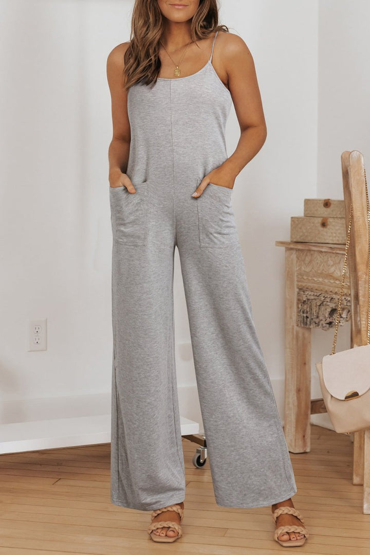 Sheena Patch Pockets Spaghetti Strap Wide Leg Jumpsuit - Rebel Nomad