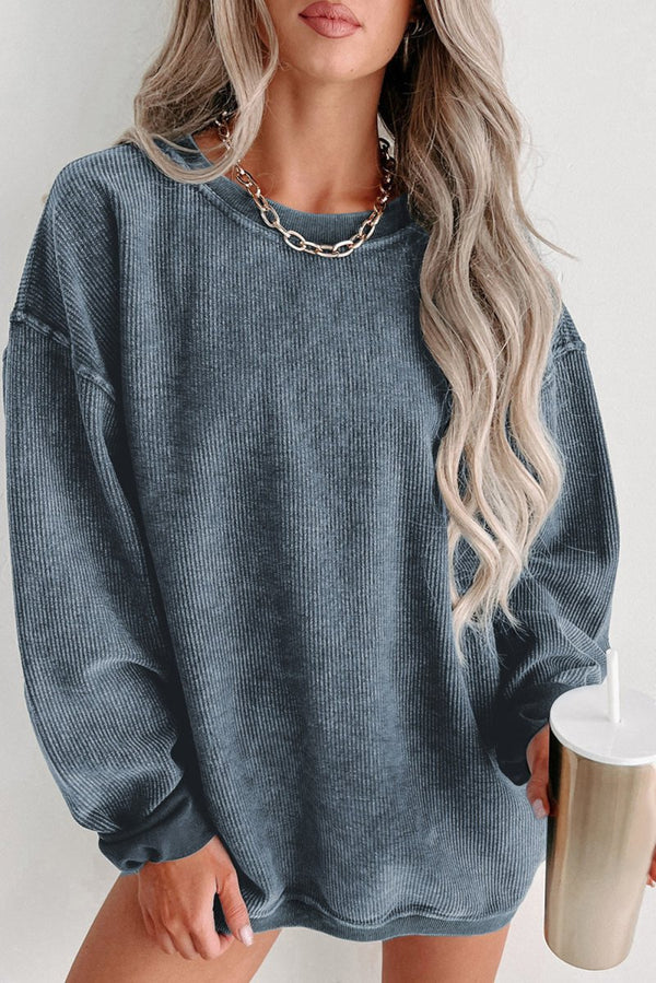 Sherrell Ribbed Knit Round Neck Pullover Sweatshirt - Rebel Nomad