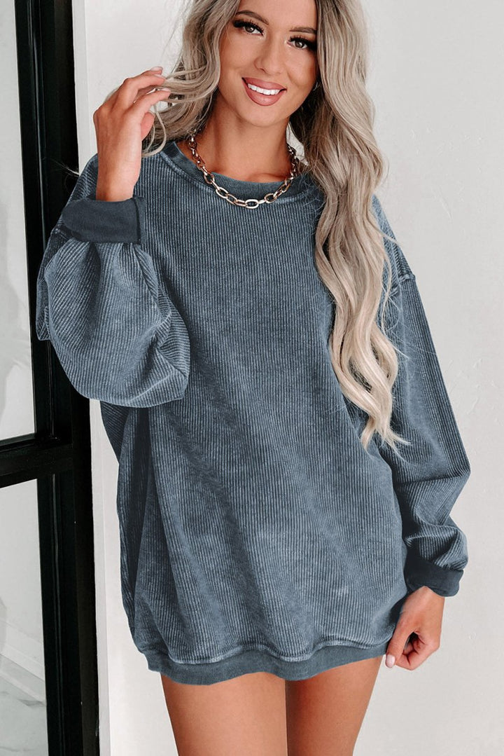 Sherrell Ribbed Knit Round Neck Pullover Sweatshirt - Rebel Nomad