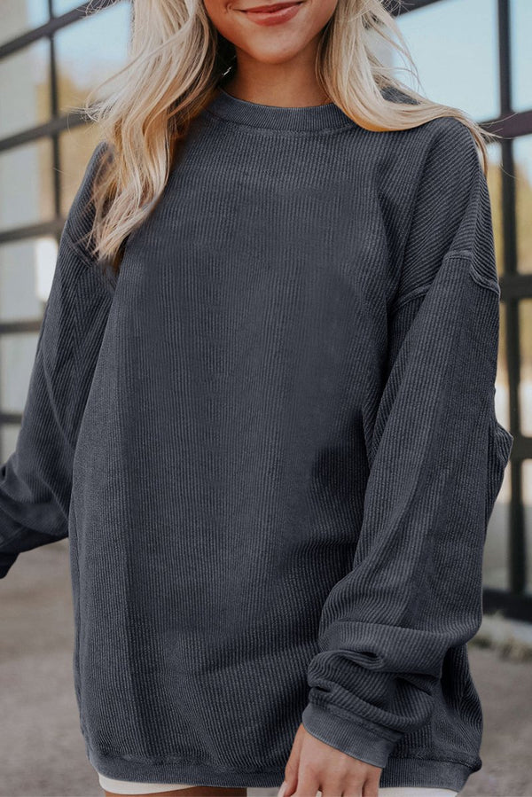 Shirlee Ribbed Corded Oversized Sweatshirt - Rebel Nomad