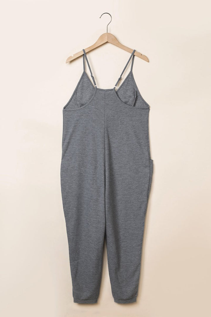 Sianna Textured Sleeveless V-Neck Pocketed Casual Jumpsuit - Rebel Nomad