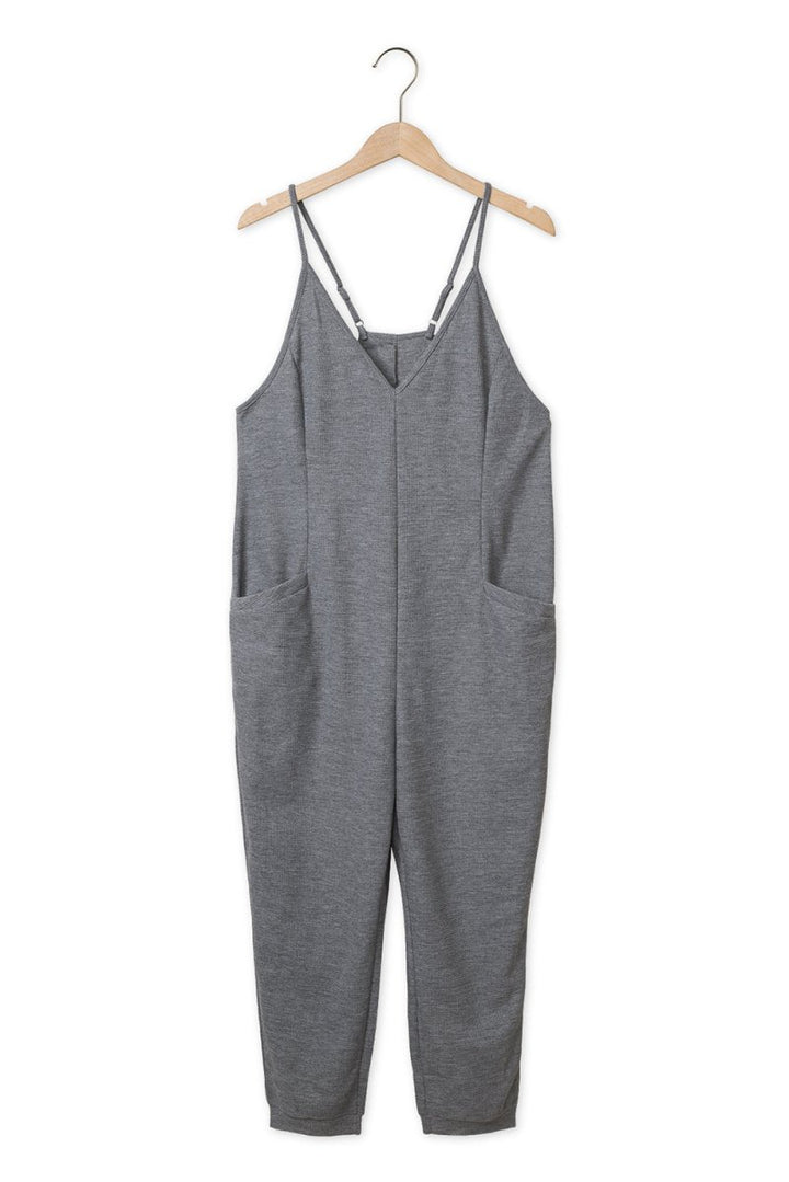 Sianna Textured Sleeveless V-Neck Pocketed Casual Jumpsuit - Rebel Nomad