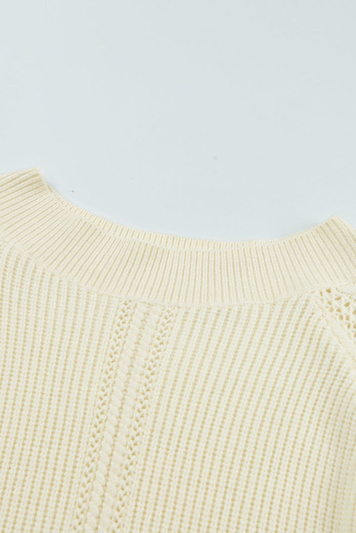 Sissy Plain Hollow-out Knit Long Sleeve Pullover Sweater - Rebel Nomad