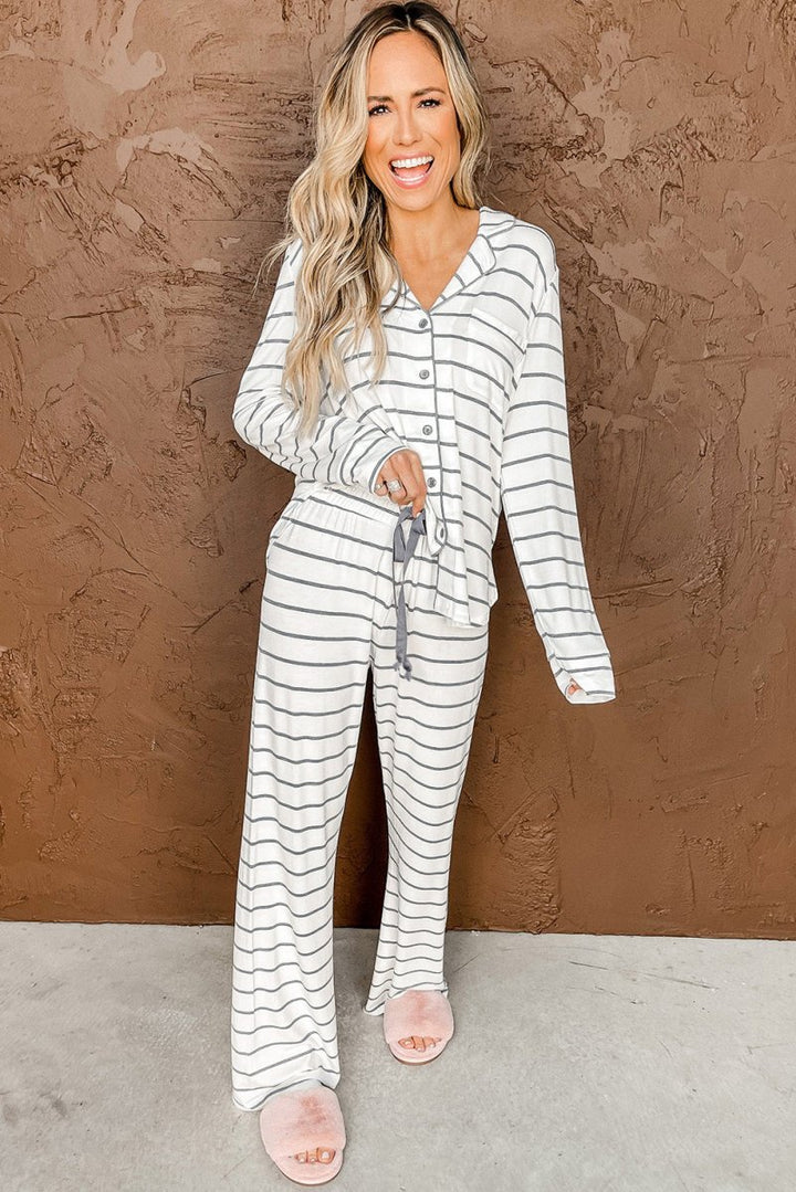 Stacy Striped Long Sleeve and Pants Pajamas Set - Rebel Nomad