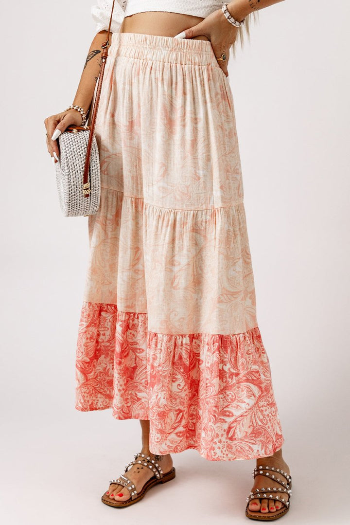 Stella Floral Print Ruffle Hem Tiered Maxi Skirt - Rebel Nomad