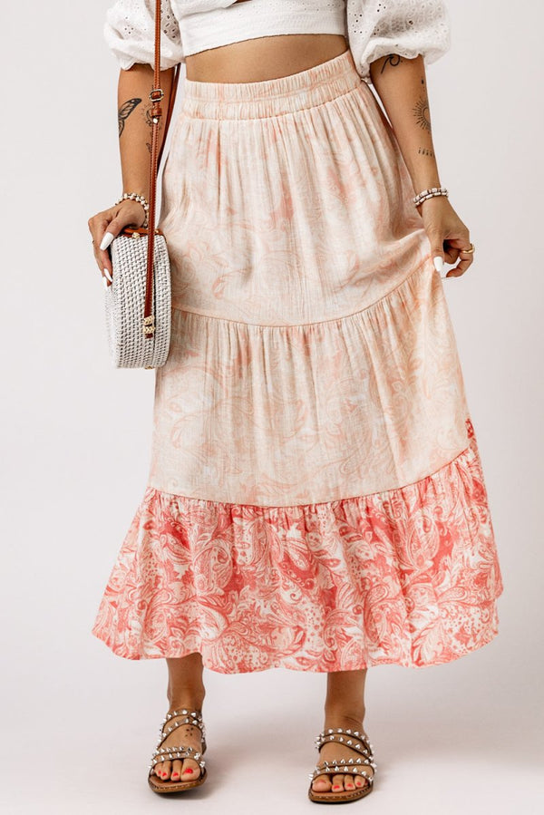 Stella Floral Print Ruffle Hem Tiered Maxi Skirt - Rebel Nomad