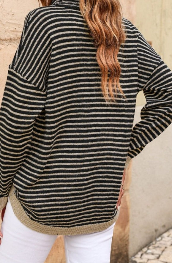 Stellaluna Striped Turtleneck Loose Sweater - Rebel Nomad