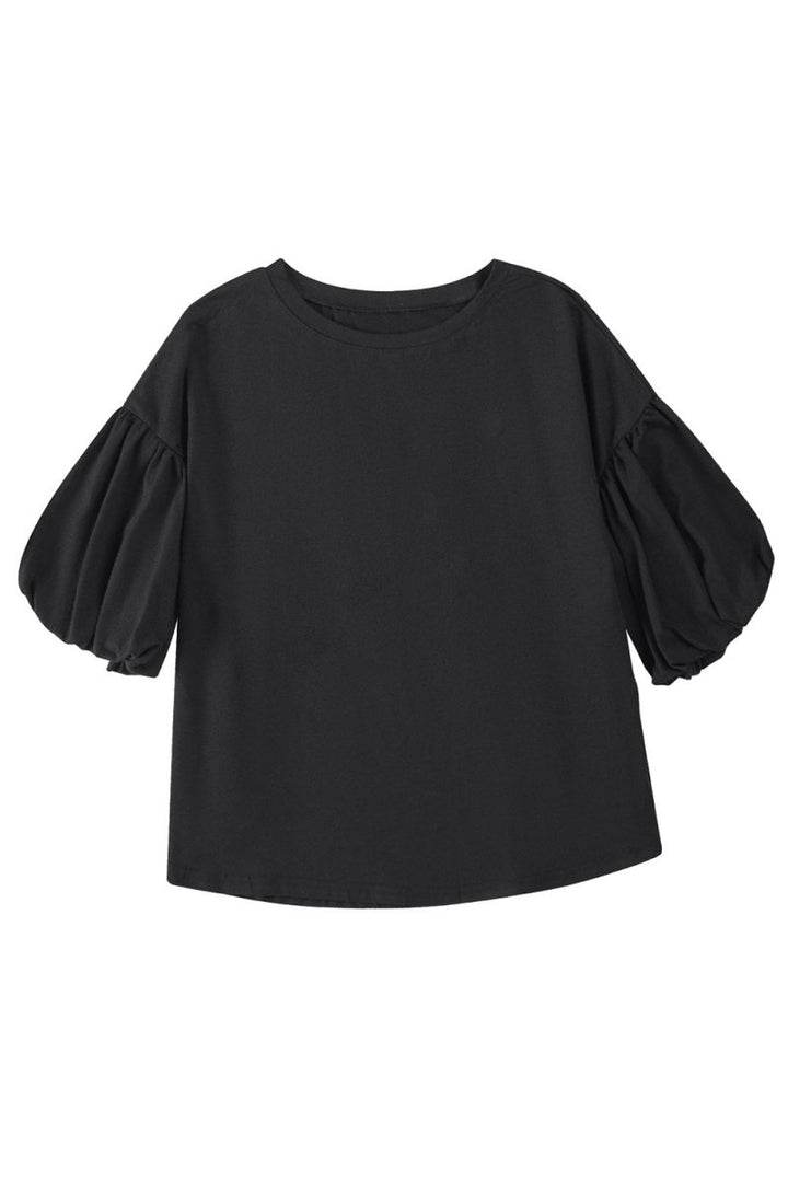 Tessa Joint Bubble Sleeve Round Neck Blouse - Rebel Nomad