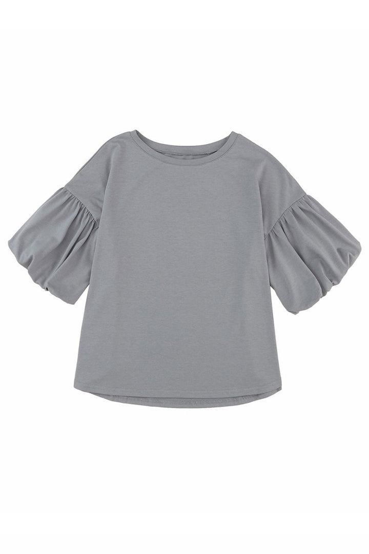 Tessa Joint Bubble Sleeve Round Neck Blouse - Rebel Nomad