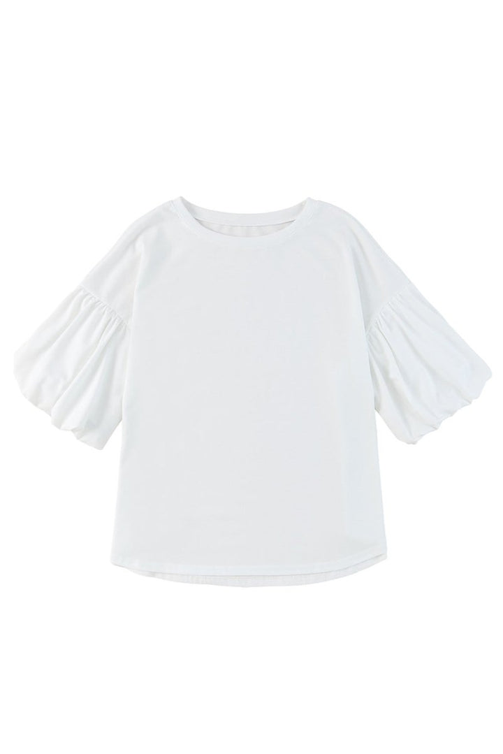 Tessa Joint Bubble Sleeve Round Neck Blouse - Rebel Nomad