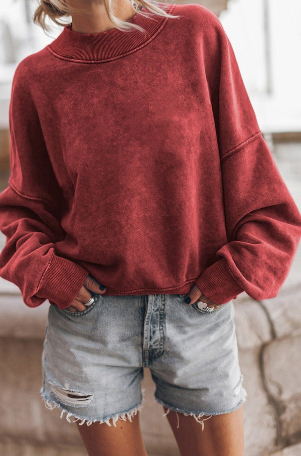 Tessie Drop Shoulder Crew Neck Pullover Sweatshirt - Rebel Nomad