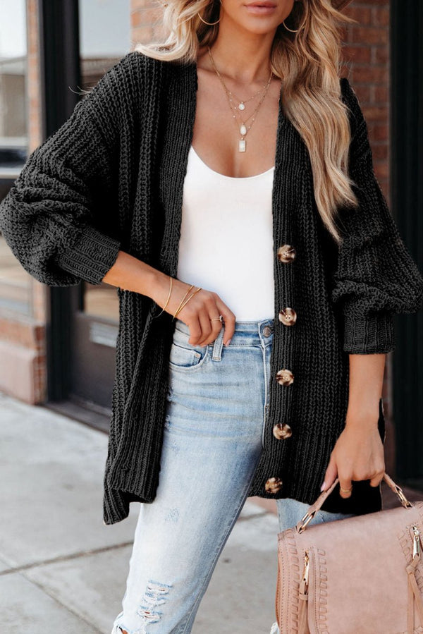 Thessalia Buttoned Front Drop Shoulder Knitted Cardigan - Rebel Nomad