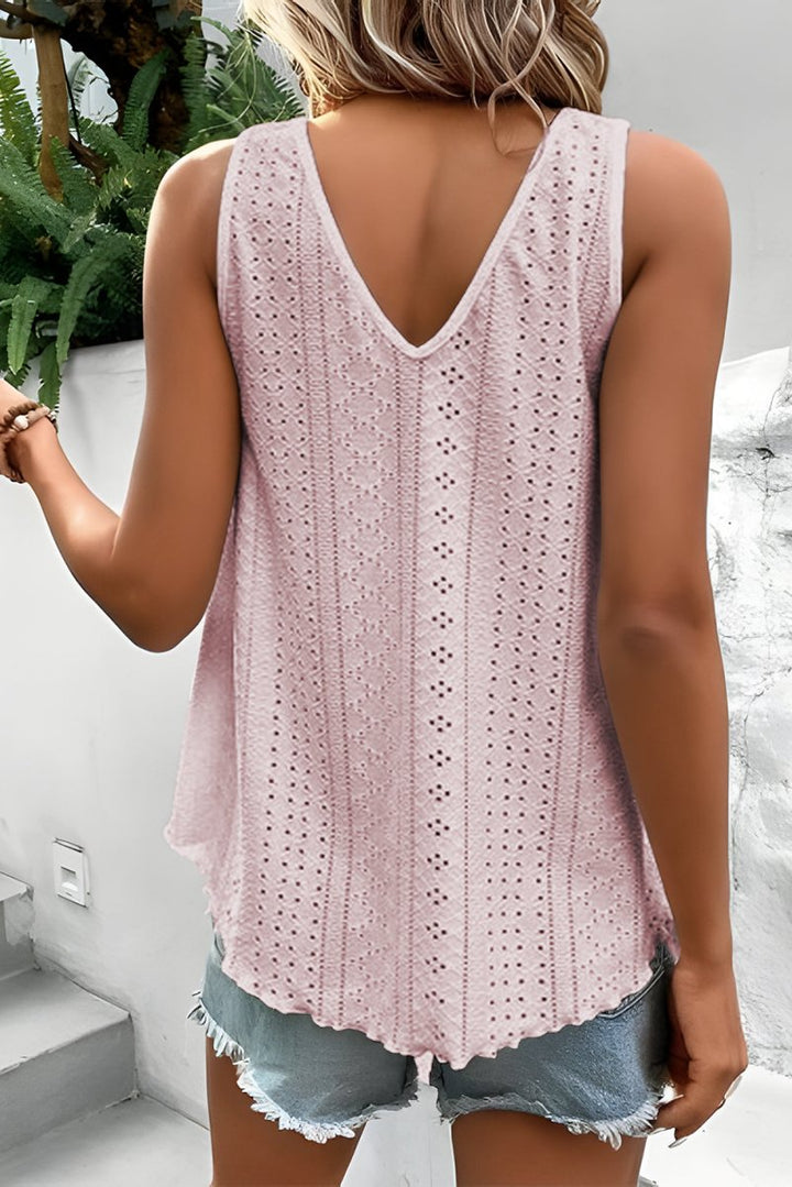 Trinh Lace Crochet Splicing V Neck Loose Fit Tank Top - Rebel Nomad