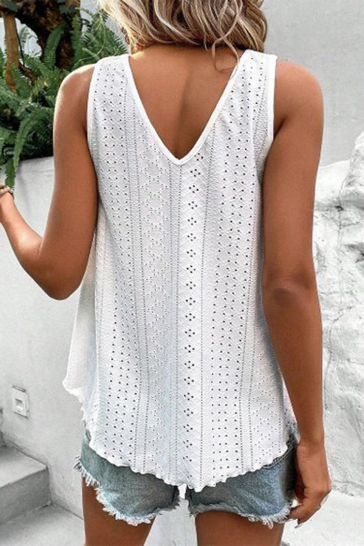 Trinh Lace Crochet Splicing V Neck Loose Fit Tank Top - Rebel Nomad