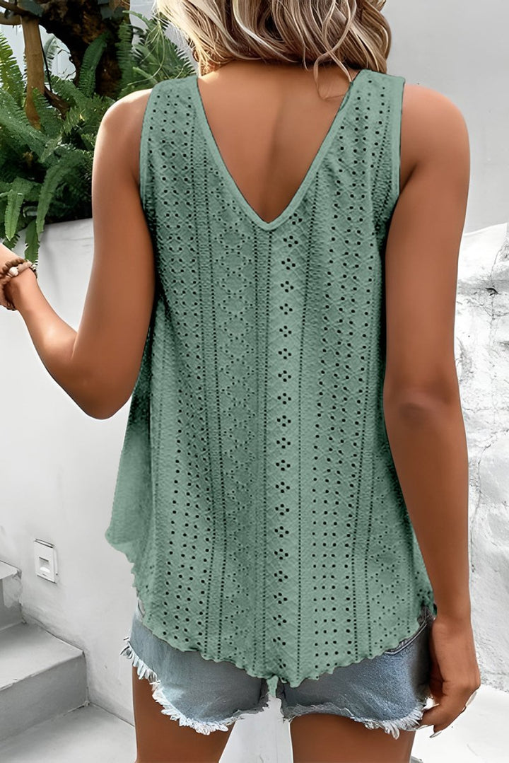 Trinh Lace Crochet Splicing V Neck Loose Fit Tank Top - Rebel Nomad