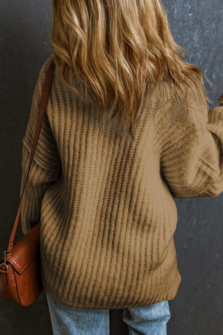 Twyla Ribbed Knit Round Neck Slouchy Chunky Sweater - Rebel Nomad