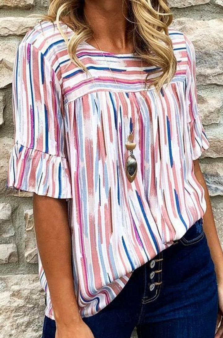 Tyllynn Striped Splash Half Sleeve Blouse - Rebel Nomad