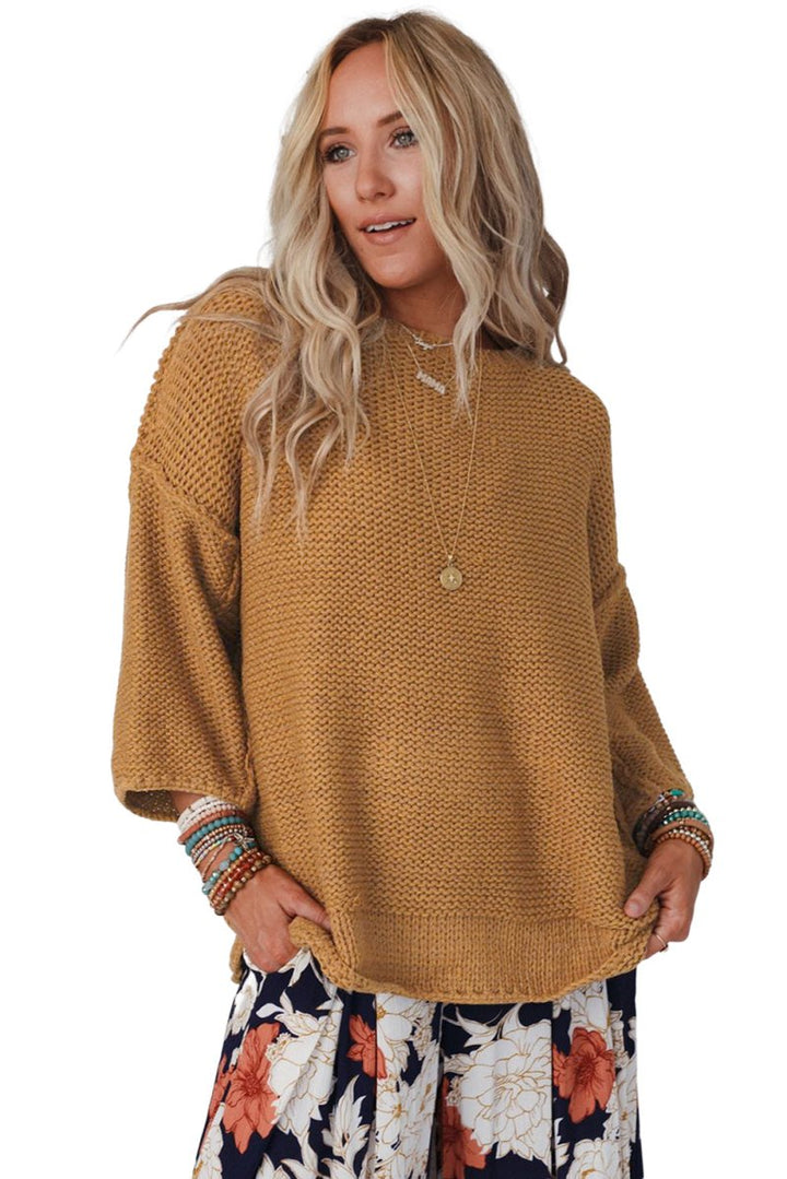 Tyra Slouchy Textured Knit Loose Sweater - Rebel Nomad