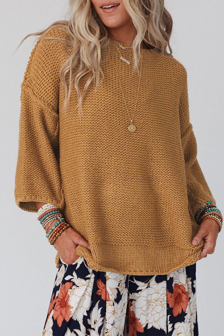 Tyra Slouchy Textured Knit Loose Sweater - Rebel Nomad