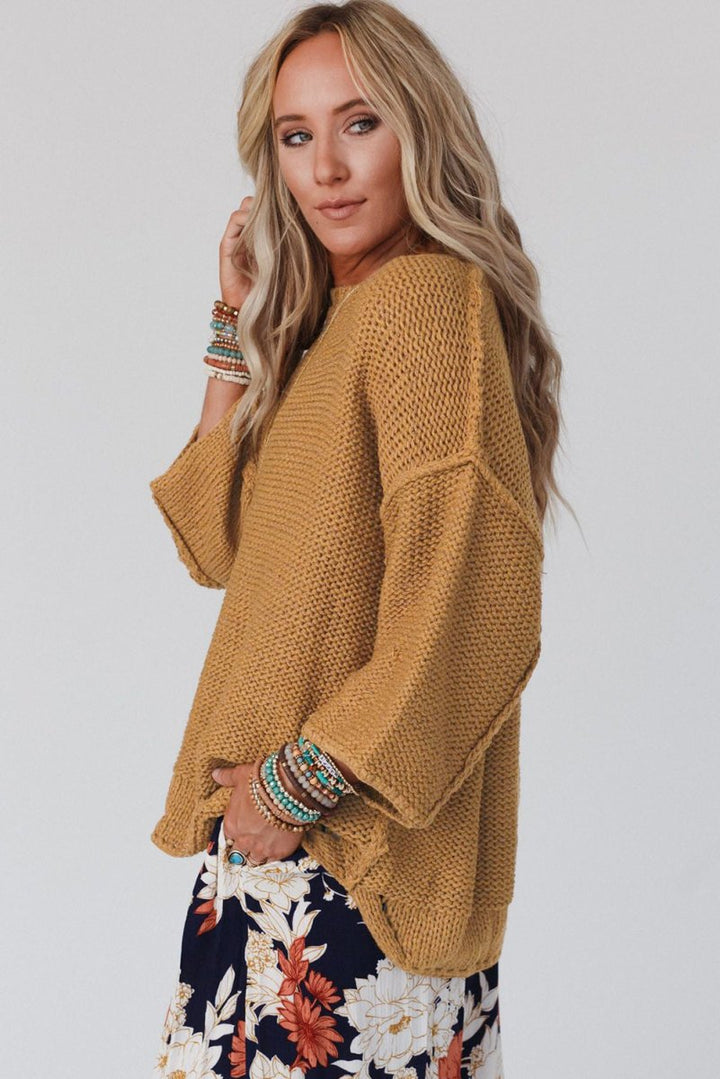 Tyra Slouchy Textured Knit Loose Sweater - Rebel Nomad