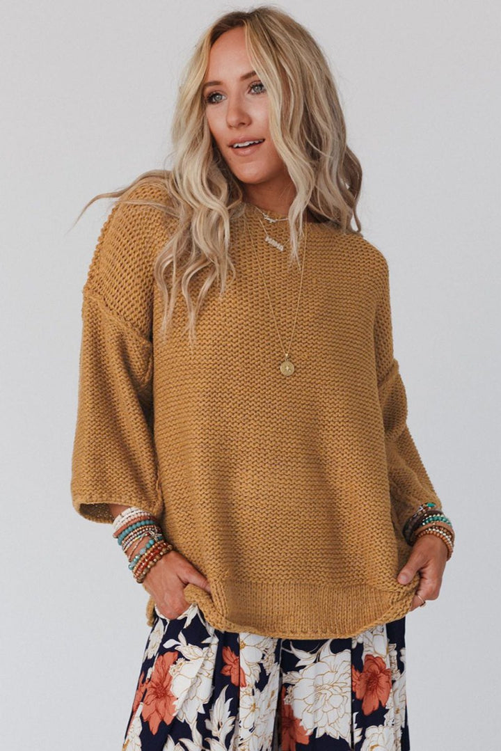 Tyra Slouchy Textured Knit Loose Sweater - Rebel Nomad